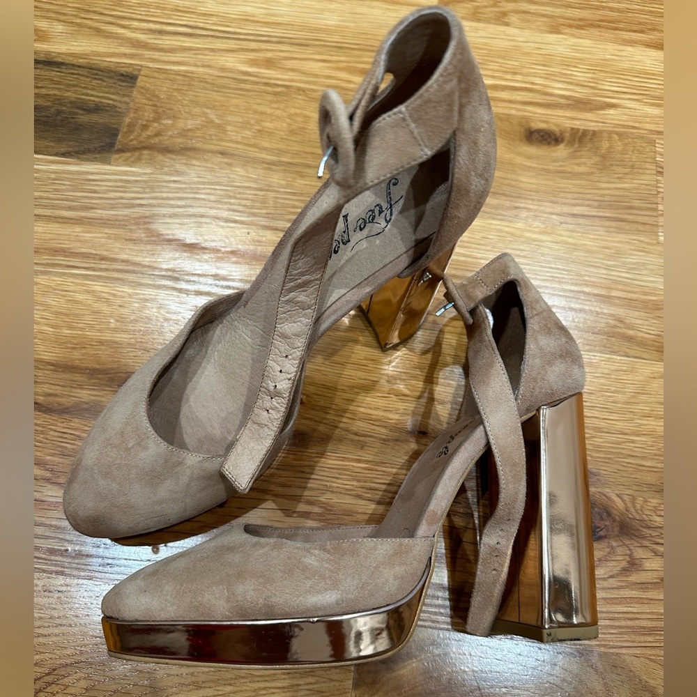 Free People Suede Platform w/ Golden Pumps